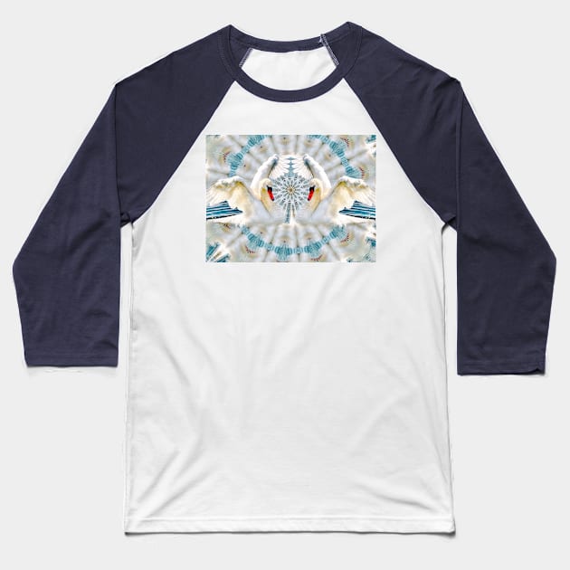 “Swan Kaleidoscope” Baseball T-Shirt by Colette22